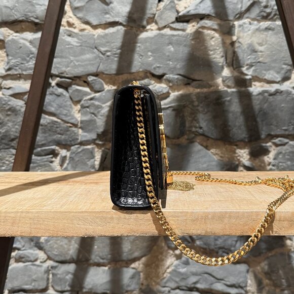 Saint Laurent Black Croc Embossed Small Kate Tassel Chain Bag - Picture 4 of 16